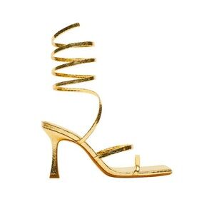 Zara Gold Spiral Ankle Heeled Sandals
